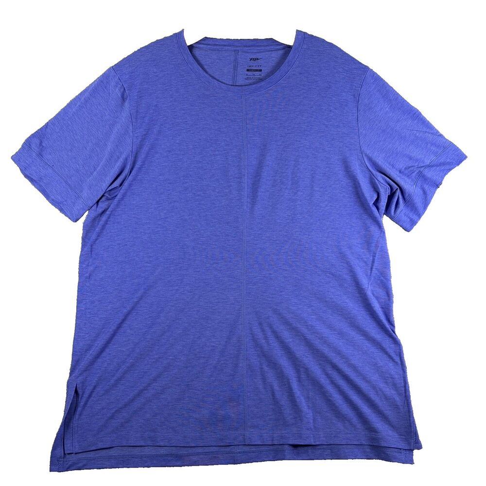 Nike Yoga Dri-Fit T-Shirt Mens XL Slim Fit Blue Short Sleeve Activewear Training